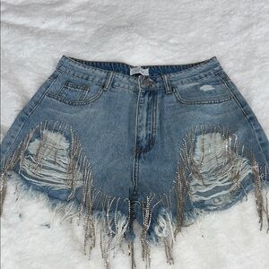 Jean shorts with jewels